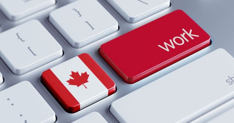 Keyboard key with Canada symbol and work sign